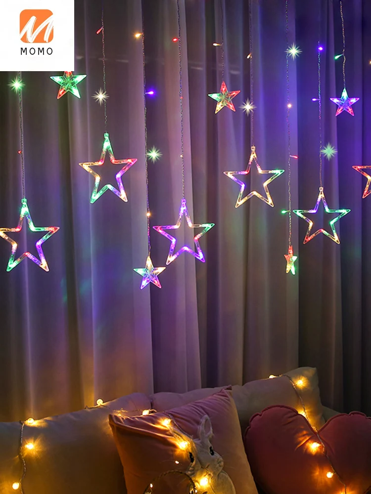 

Star Light Small Colored Lights Five-Pointed Star Curtain Light Star Moon Girl's Room Children's Room Bedroom Layout Decoration