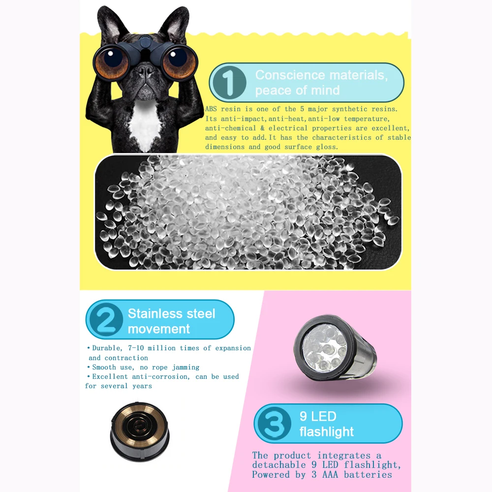 Поводок-рулетка для крупных собак 190 кг с подсветкой | Дом и сад