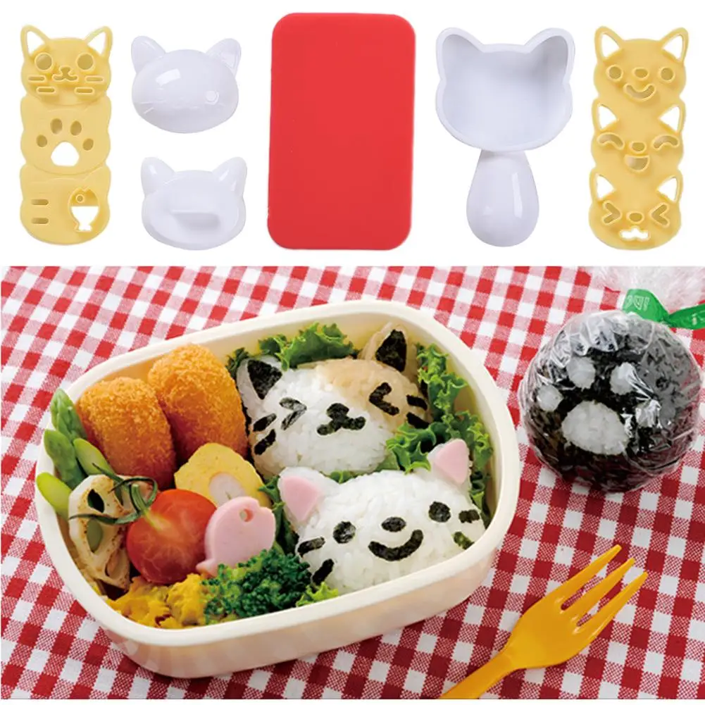 Sushi Mold Cartoon Smile Cat Sushi Nori Rice Mold Decor Cutter Sandwich DIY Bento Making Kit Japanese Bento Cooking Tools