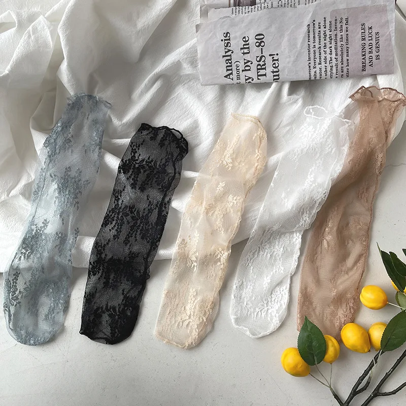 Модные женские носки сексуальные кружевные сетчатые прозрачные короткие в