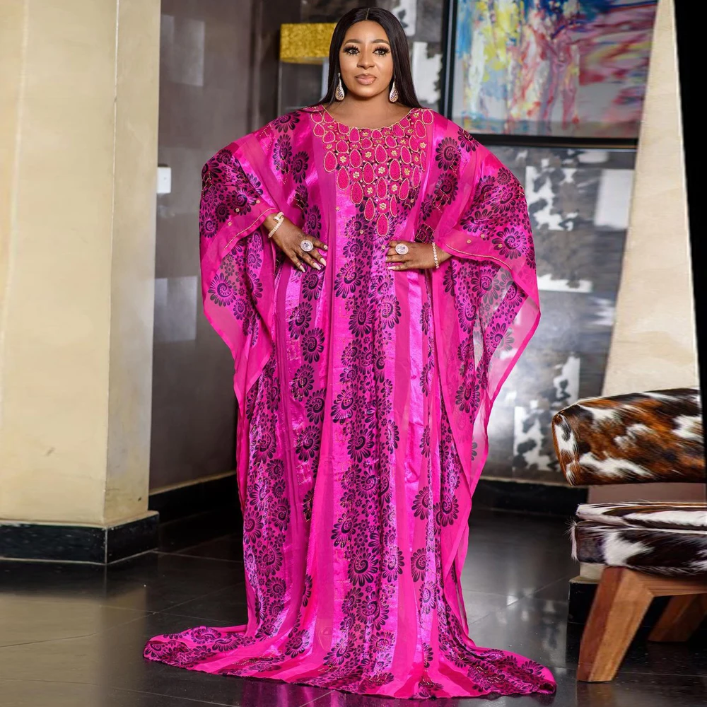 

MD Vetement Femme 2021 Fall Women Plus Size African Dresses Chiffon Boubou Black Inner Dress Ankara Dashiki 2 Piece Suit Vestido