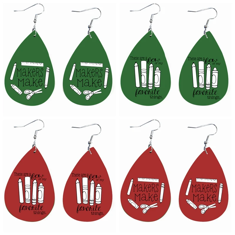 

Art Classroom Teacher Earrings Faux Leather Teardrop Earring For 2022