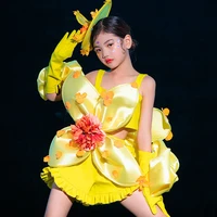 cheerleader uniform catwalk costume designer clothes yellow jazz dancewear summer performance costume teen girls clothing dl8017