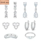 Модные ювелирные изделия 2021 SWA новые очаровательные изысканные орхидеи, Элегантные Простые Женские серьги с геометрическим кристаллом высокого качества лучший подарок