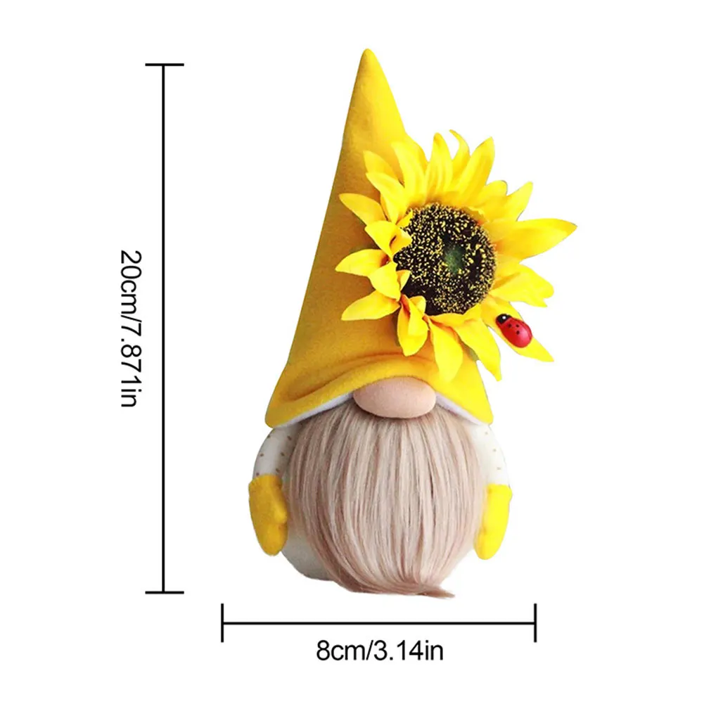 

2PCS Bee Day Gnome Sunflower Faceless Doll Plush Elf Dwarf Doll Ornament Decoration for Home Bedroom Desktop Spring Yellow Green