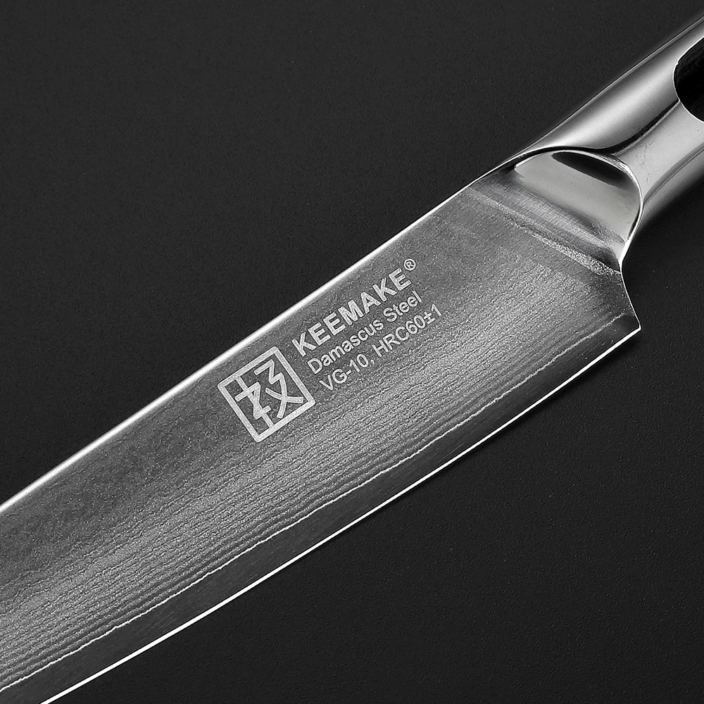 KEEMAKE 5 дюймов Универсальный нож дамасская сталь японский VG10 Core Blade кухонные ножи G10