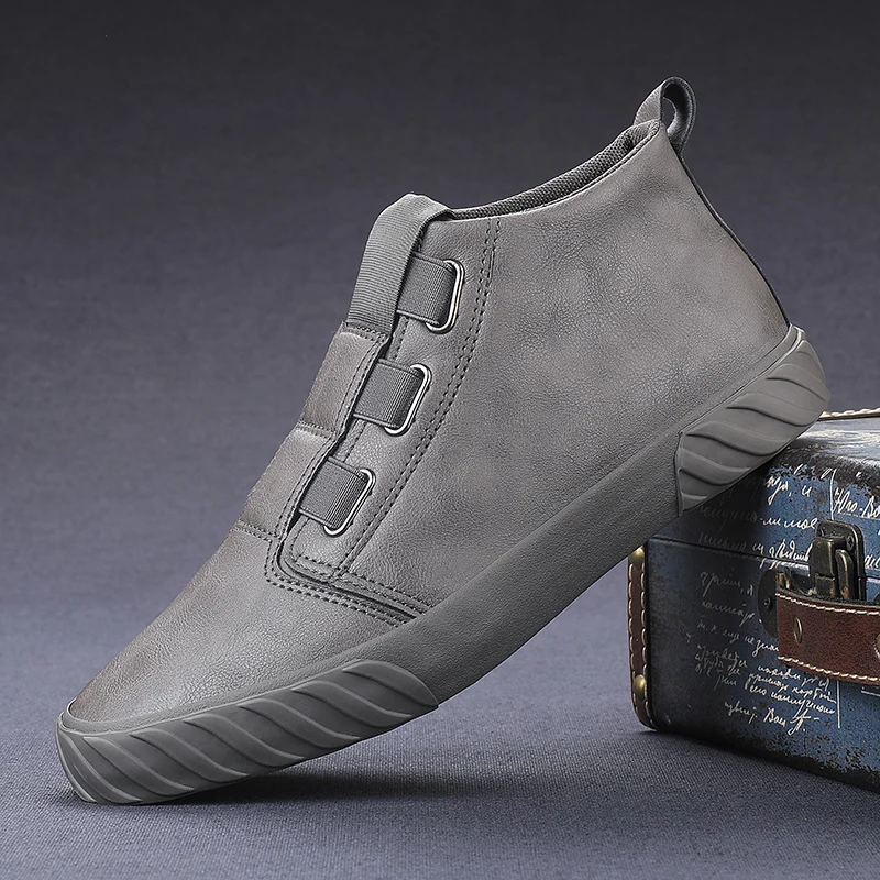 Мужские Нескользящие кроссовки из натуральной кожи на шнуровке | Обувь