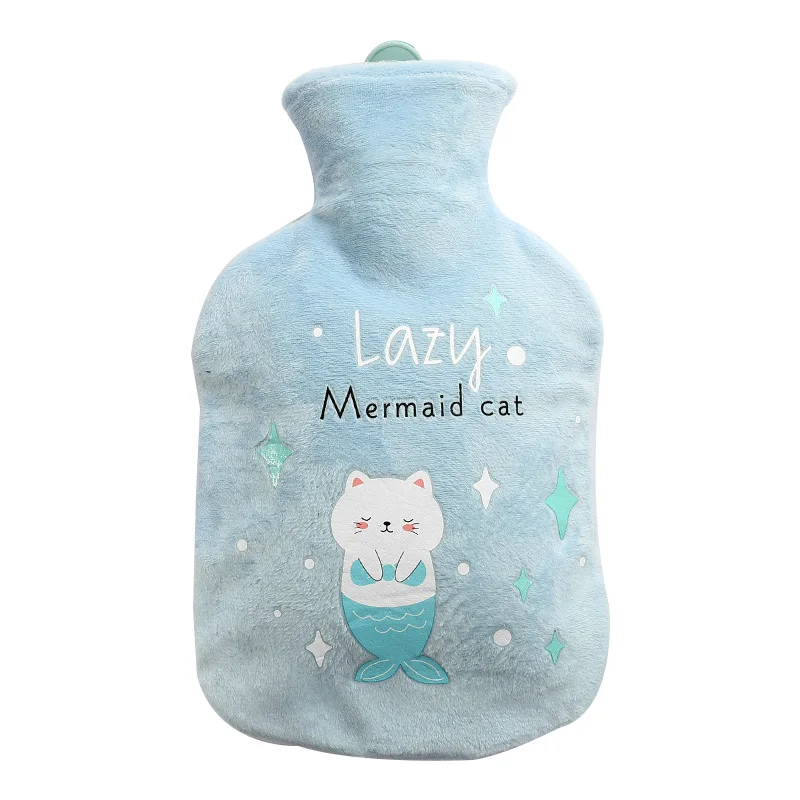 Blue-Cat Fish Большая сумка для горячей воды, грелка для рук, зимняя грелка, 1000 мл, контейнер, наполненный водой, резиновая подкладка, грелка для рук - Цвет: Blue-Cat Fish