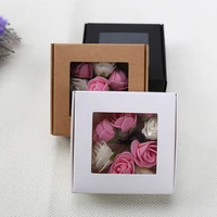 small kraft paper gift box with window wedding flower cookies candy packaging boxes birthday christmas party gift package box