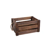 creative household wooden rectangular storage basket with rope handle vintage rustic hollow out organizer bin box crates