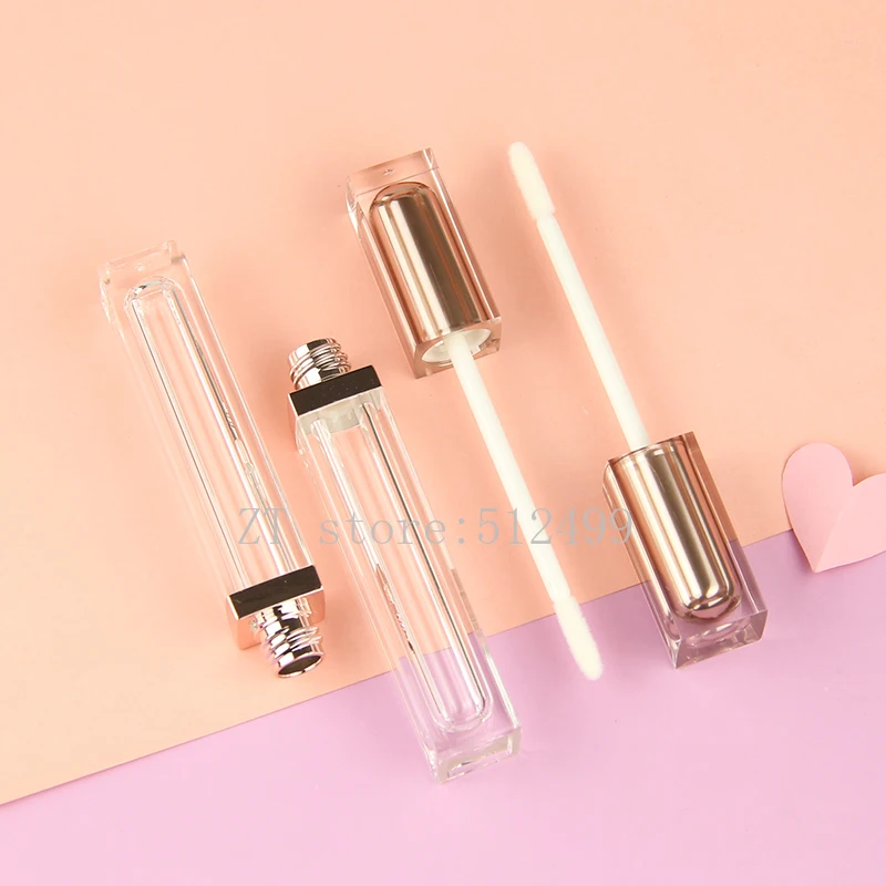 

10/30/50pcs 6-7ml Gold Square Lip Gloss Bottle Empty Cosmetics Makeup DIY Lip Glaze Tube Refillable Container Shell Packaging