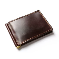 handmade brand real leather money clip wallet vintage with stainless steel clip men money holder dollar