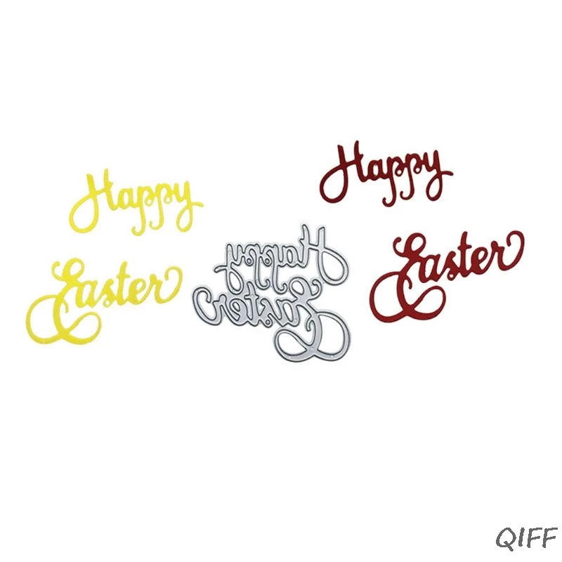 Счастливый Пасхальный текст металлические Вырубные штампы Трафаретный