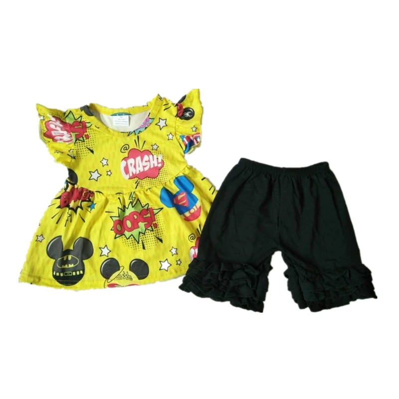 Фото Летний комплект одежды из 2 предметов для маленьких девочек с принтом знаменитых