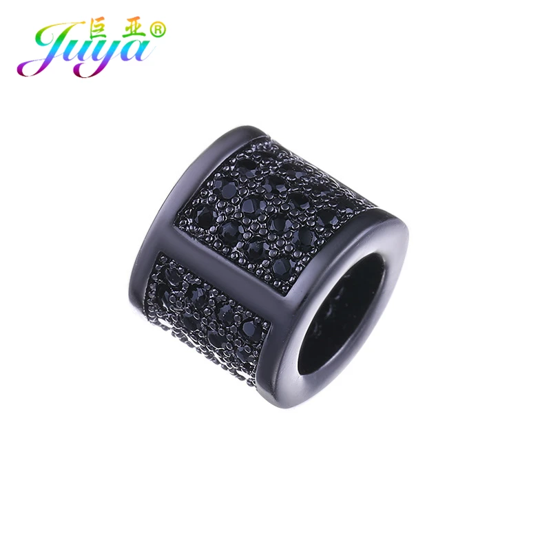 Juya DIY Металлические разделительные бусины поставки микро проложить Шампанское Циркон Шарм с большим отверстием бусины для ручной работы Натуральное изготовление каменных ювелирных изделий - Цвет: Metal Black Black