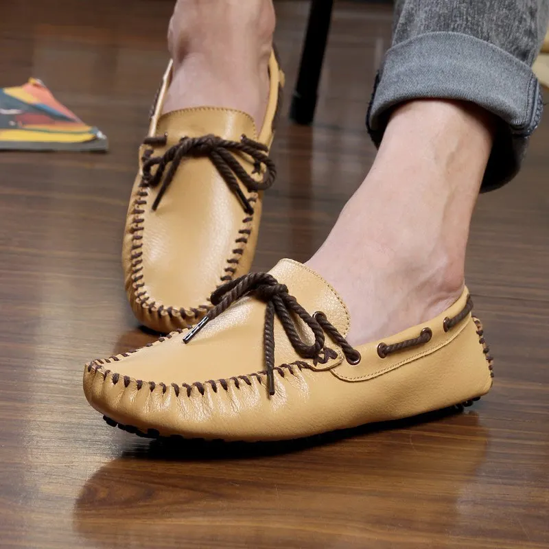 

YEINSHAARS Brand Men Genuine Leather Loafers Soft Casual Cowhide Driving Shoes Comfortable Slip On Moccasins Loafers