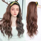 AOSI модная повязка на голову, парик, длинные волнистые рождественские удлинители волос с зажимом, Синтетические Искусственные волосы, натуральные волосы для женщин и девочек