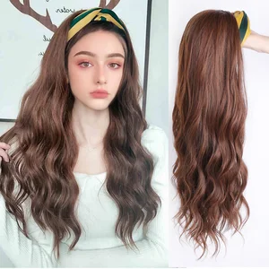 AOSI модная повязка на голову, парик, длинные волнистые рождественские удлинители волос с зажимом, Синтетические Искусственные волосы, натуральные волосы для женщин и девочек