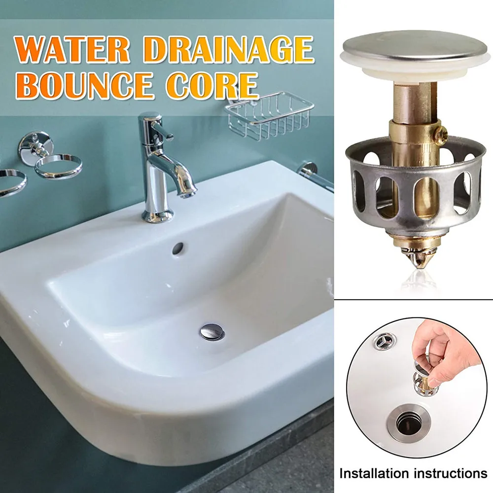 

Universal Wash Basin Bounce Drain Filter Sink Drain Vanity Stopper Bathroom Accessories Bathtub Plug Trap Hair Catcher Faucet