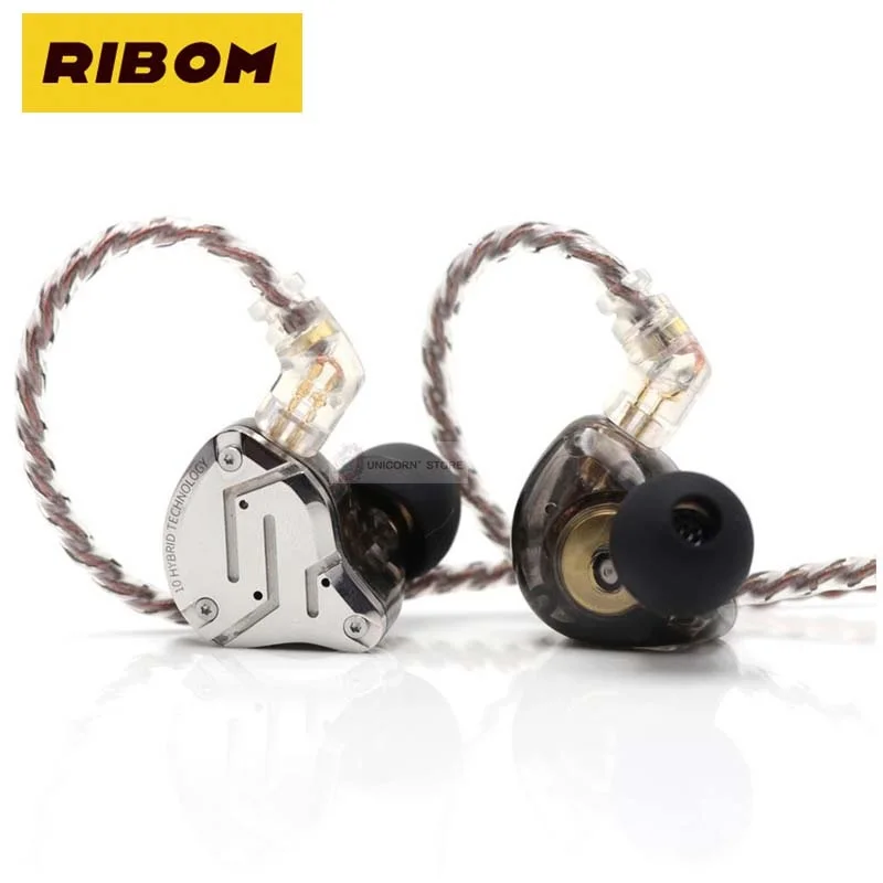 

Driver In-Ear HiFi Metal Earphones With Stainless Steel Faceplate, 2 Pin Detachable Cable KZ ZS10 Pro 4BA+1DD 5