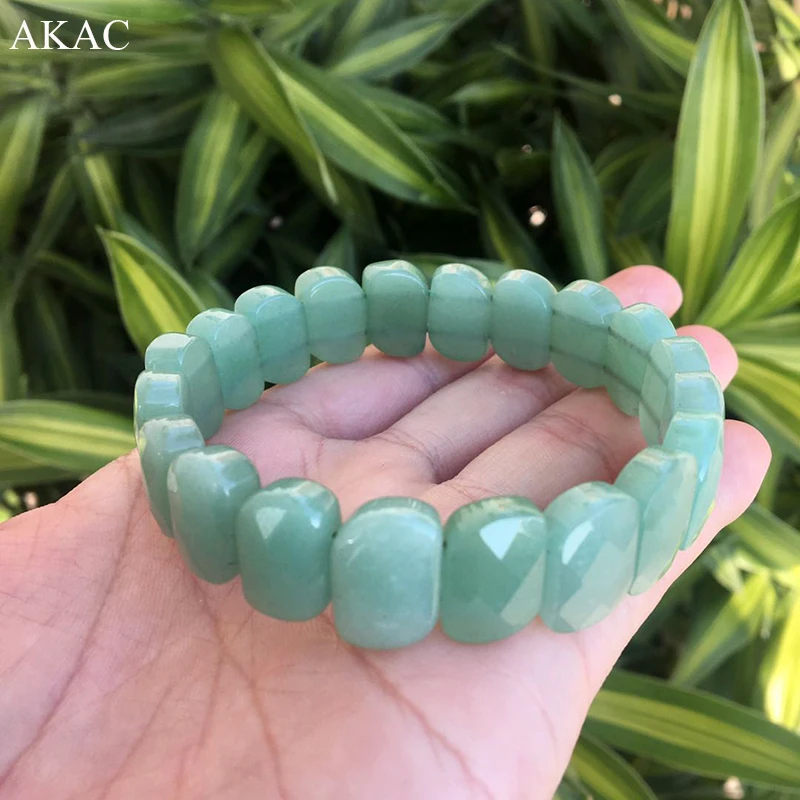 Бесплатная доставка около 10*15 мм натуральный граненый зеленый авантюрин браслет