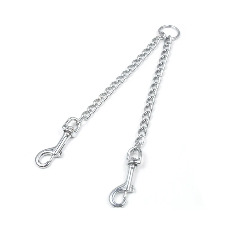 Металлическая Серебристая Двойная Цепочка для собак 40-70 см поводок двух крупных