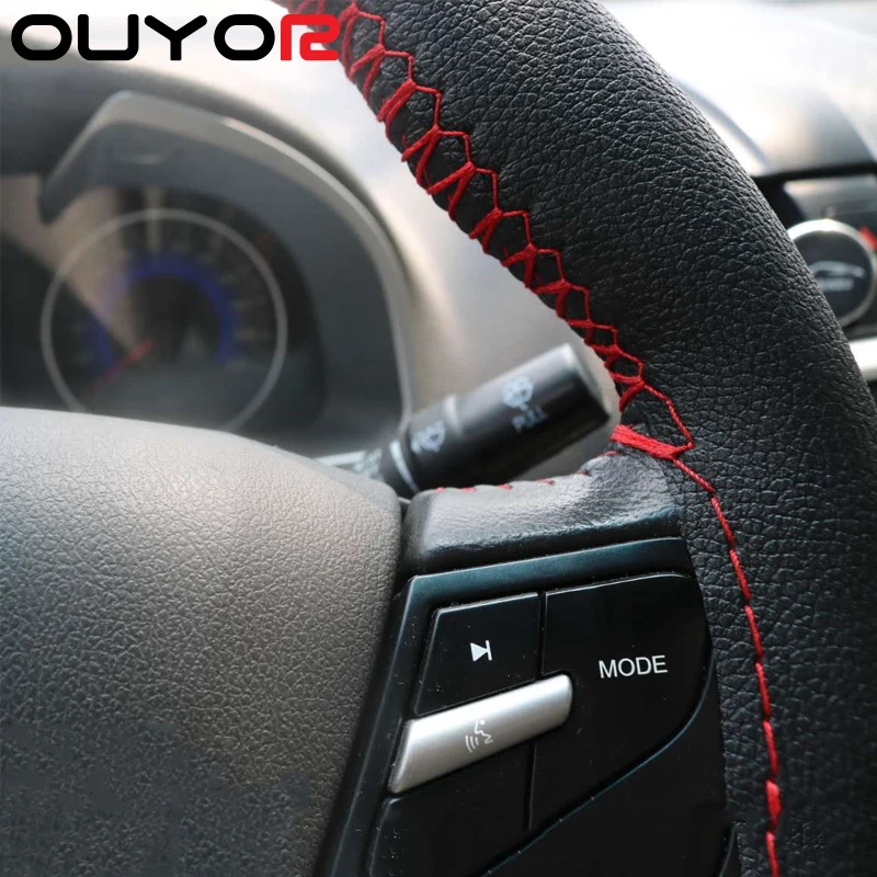 Автомобильный руль крышка из натуральной кожи с мягкой нескользящей черной DIY