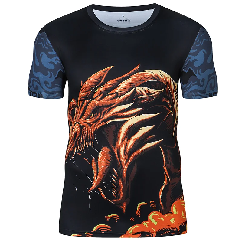 

New Brand Dragon Printed T-Shirt Skull 3D T-Shirt Summer Streetwear Men's clothing Trendy Short Sleeves T-Shirt Men/male Tops