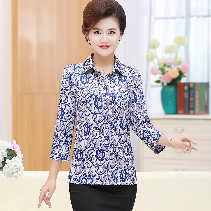 Блузка женская с цветочным принтом блузка рукавом три четверти для среднего