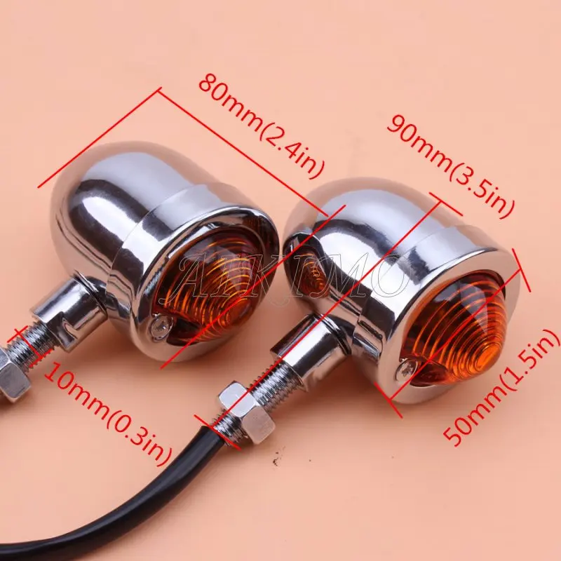 1 пара хромированных металлических указателей поворота желтые огни лампа в стиле