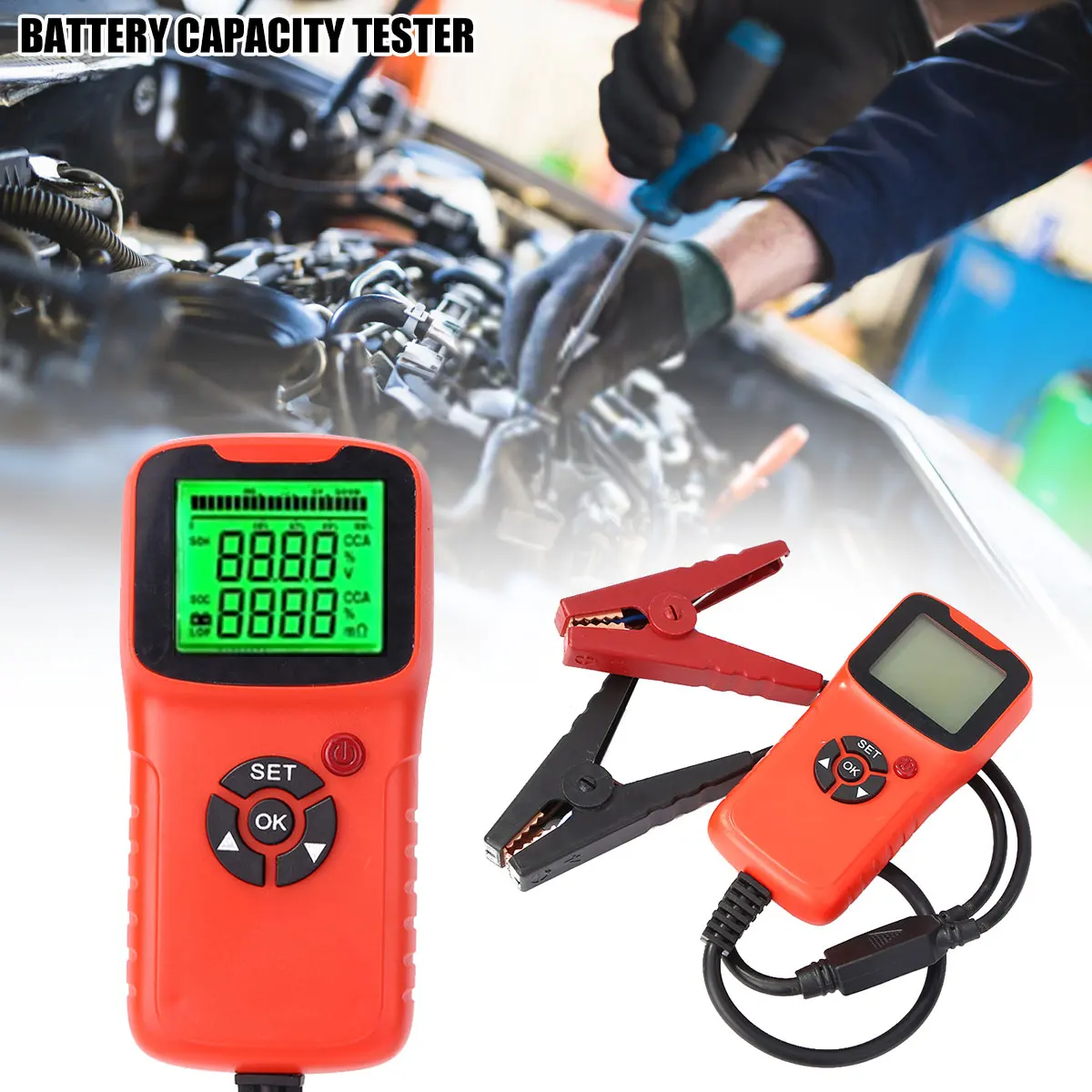 

Battery Tester with clip 12V Car Battery Test Analyzer A300 Battery Tester CCA Battery Condition Tester Auto Diagnostic Tool