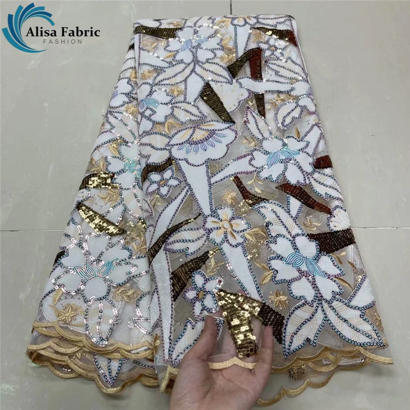 

2021 High Quality Sequin Lace Fabric African Lace Fabric With Velvet Nigerian Lace Fabric French Net Lace For Party Dress
