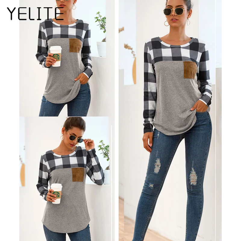 YELITE 2020 зимняя женская футболка модная одежда с круглым вырезом Повседневная