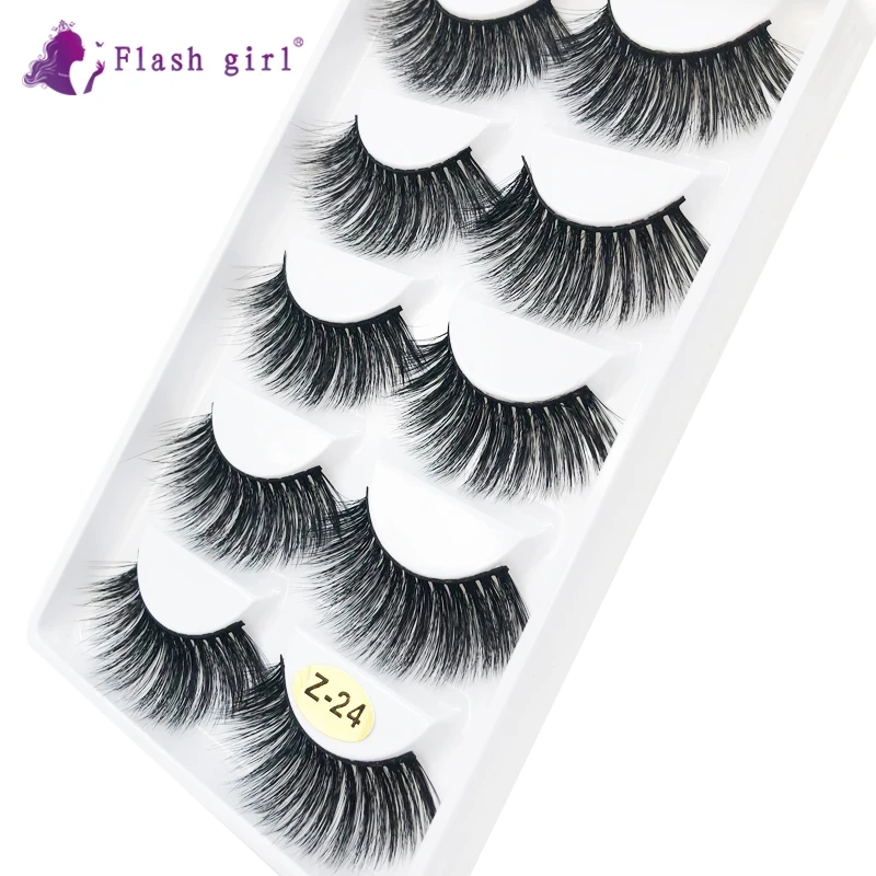 Flash Girl 5 пар мульти-пакет Поддельные ресницы Украшенные объемные Личная этикетка