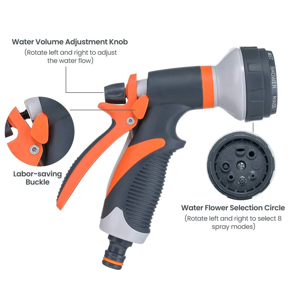 

Garden Spray Nozzle High Pressure Water Nozzle Tools With 8 Adjustable Watering Patterns For Watering Plants Cleaning Car Wash