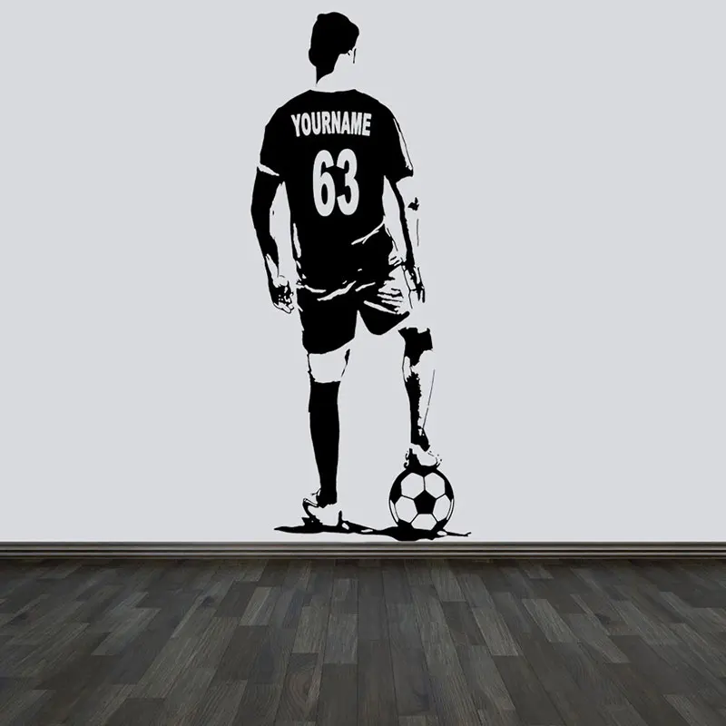 Индивидуальное имя и № Наклейка на стену футбольный мяч спортивные футболист