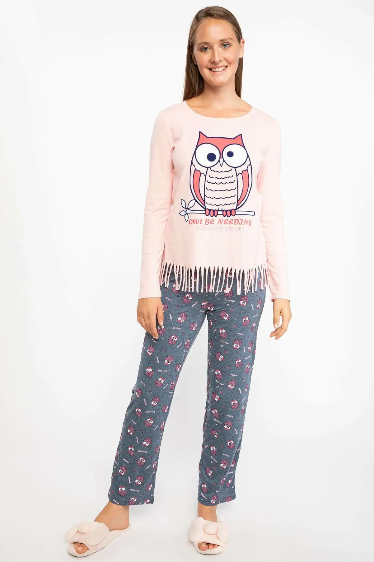 Дефакто Женский пижамный комплект ночное белье с героями мультфильмов одежда