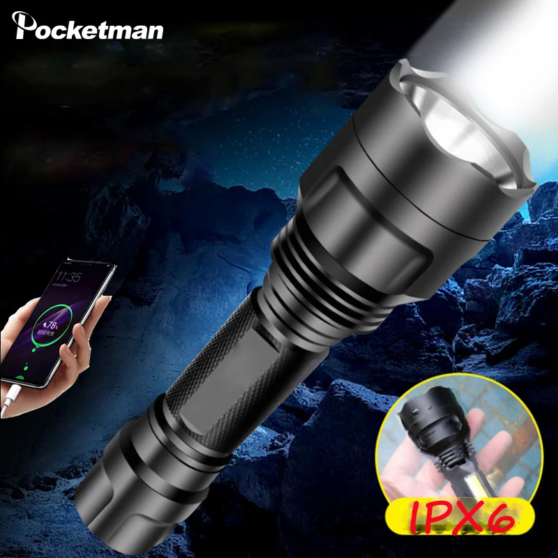 

8000lm New Led Flashlight XML T6 XML L2 Q5 Waterproof 18650 battery touch camping bicycle flash light For Fishing