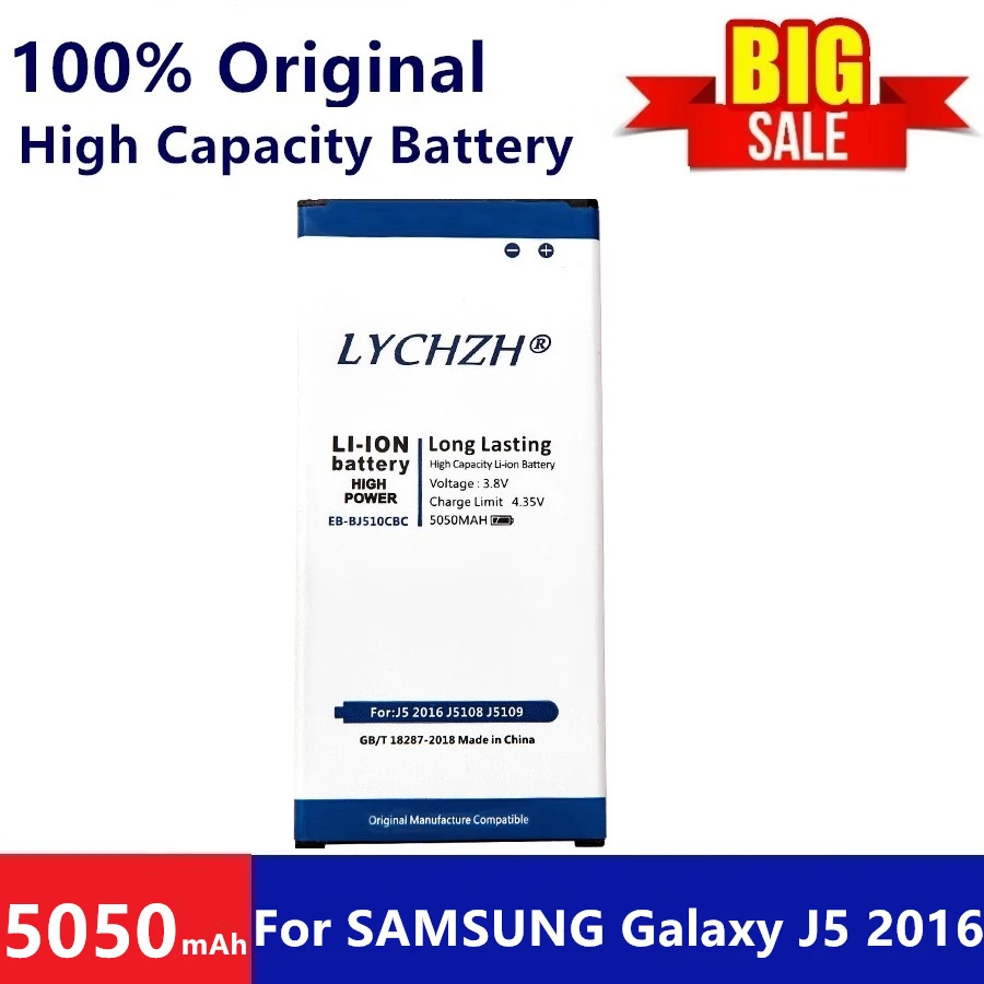 Оригинальный аккумулятор для телефона Samsung запасной Galaxy J5 2016 5050 мАч J510 J510FN J510F J510G