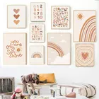 Детские Настенные постеры солнце Радуга Холст Картина Алфавит печать номер постер скандинавские настенные художественные фотографии для детской комнаты украшения