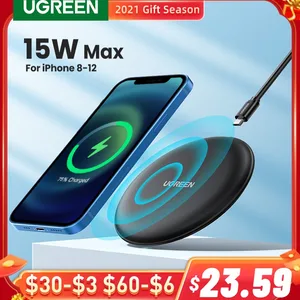 ugreen wireless charger for iphone 13 12 x xs xr 8 15w qi fast wireless charging pad for samsung s10 s9 note 9 xiaomi charge free global shipping