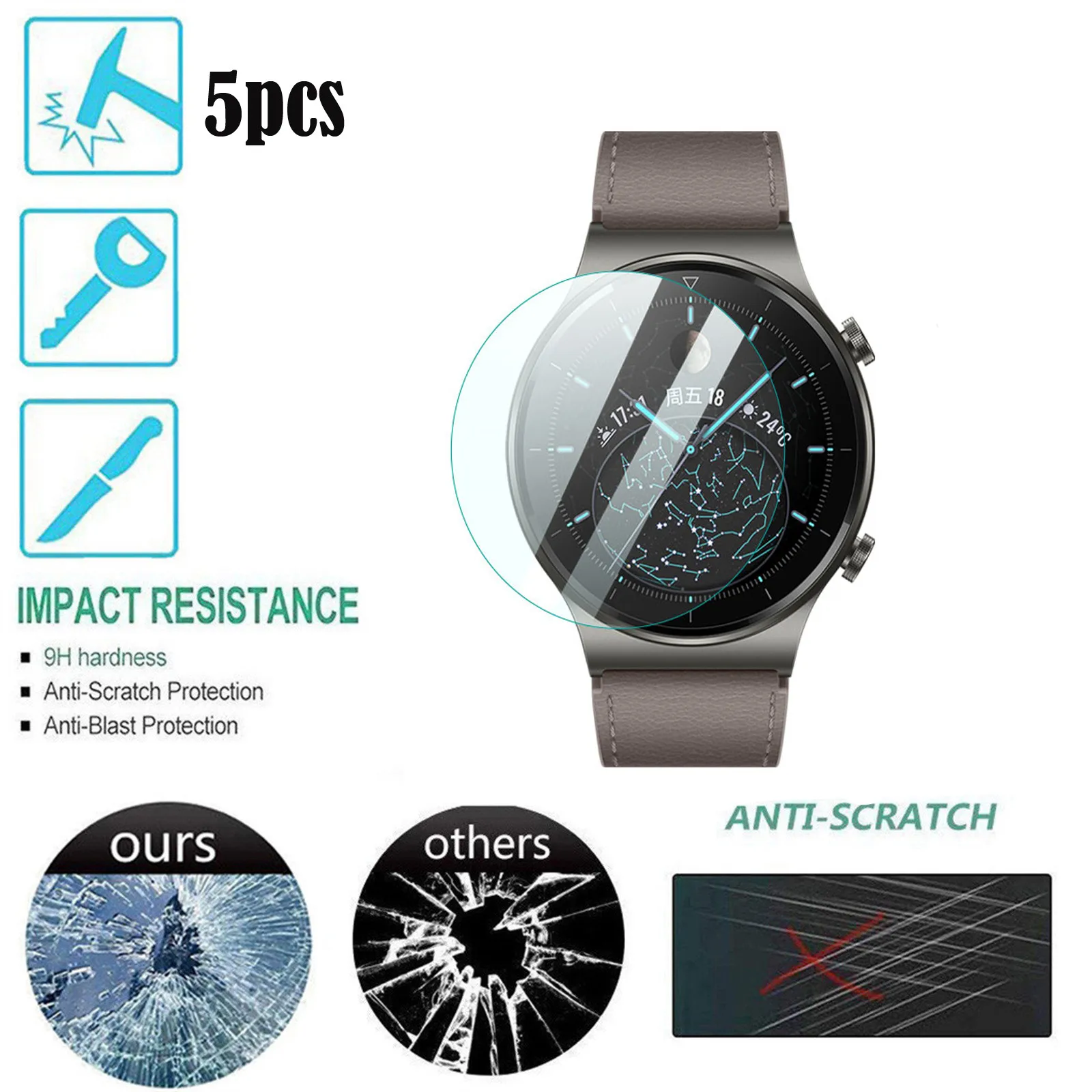 1/3/5 шт. Смарт часы из закаленного стекла Защитная пленка для Huawei Gt 2 Pro спортивные