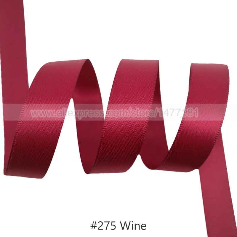 275 Wine 25 Yards) 6 9 16 25 38 50 мм атласная лента Двусторонняя лента высокого качества полиэстер Двусторонняя лента банты изготовление тканей - Цвет: 275 Wine