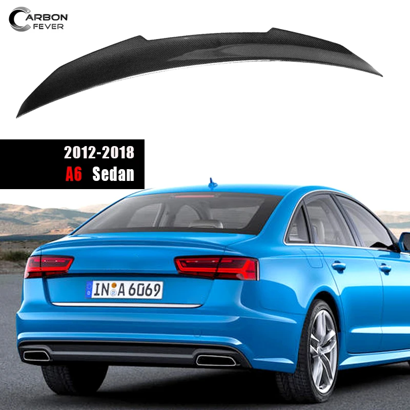 

3*3 Carbon Fiber Gloss Finished Rear Trunk Spoiler Car Accessories Tail Lip Wing for Audi A6 (C7) 2012 - 2018 4-Door Sedan