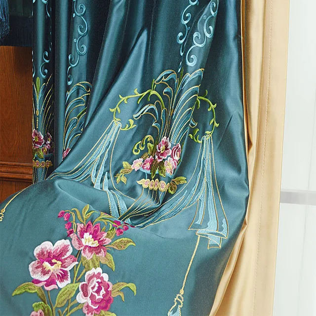Роскошные шторы с вышивкой в европейском и американском стиле для гостиной