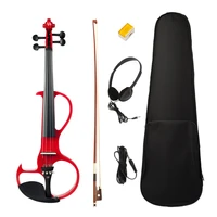 exquisite solidwood electric silent violin red with rosin bow hard case headphone cable 44