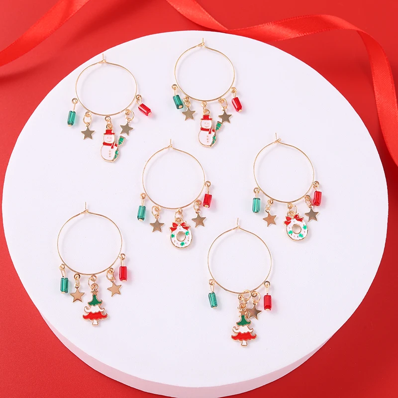

Resin Cute Santa Earrings for Women Girls Wind Chimes Cute Snowman Earrings Christmas Elk Party Jewelry Gifts