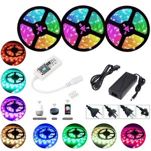 Умная Светодиодная лента rgb с Wi-Fi, 15 м, 10 м, 5 м, водонепроницаемая светодиодная лента 5050, работает с alexa и google, домашний вечерний музыкальный светильник, 12 В, светодиодная лента