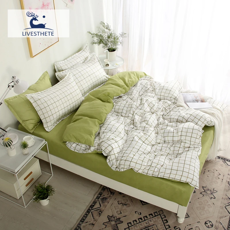 Liv-Esthete клетчатый Комплект постельного белья покрывала кровать на молнии