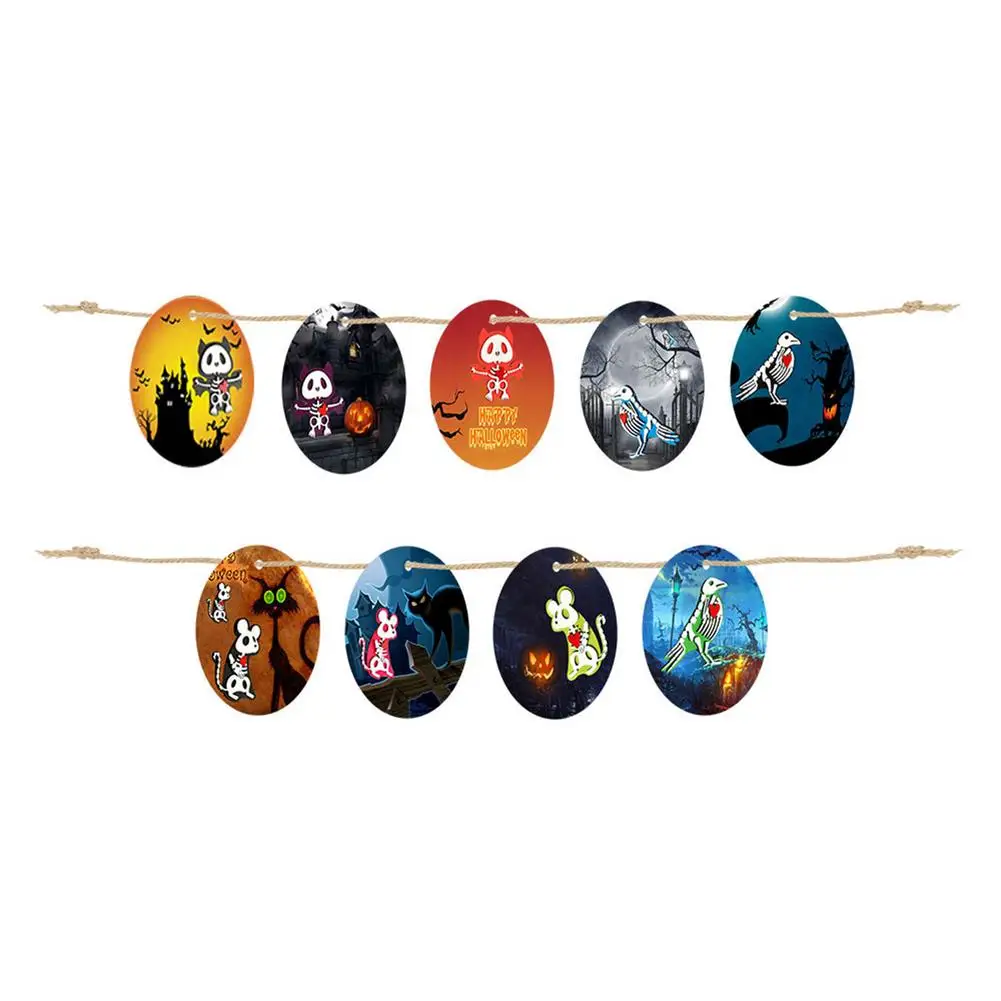 

9 шт., круглые деревянные украшения на Хэллоуин